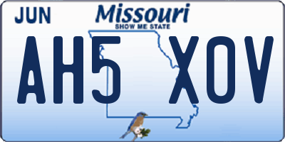 MO license plate AH5X0V