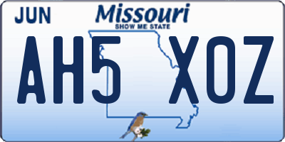 MO license plate AH5X0Z