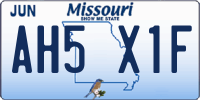 MO license plate AH5X1F