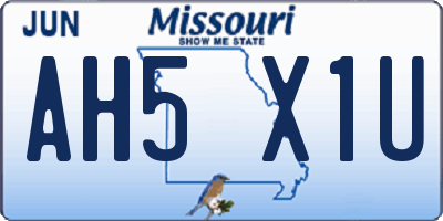 MO license plate AH5X1U