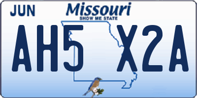 MO license plate AH5X2A