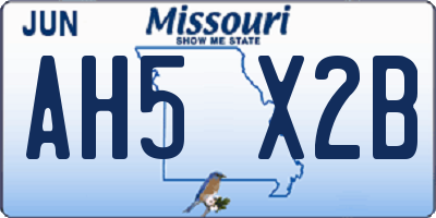 MO license plate AH5X2B