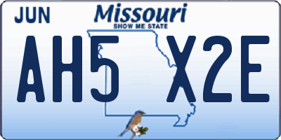 MO license plate AH5X2E