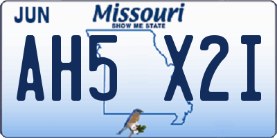MO license plate AH5X2I