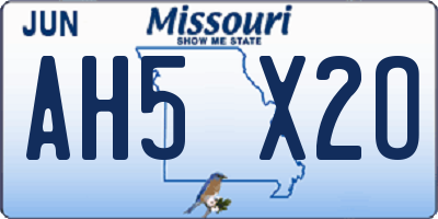 MO license plate AH5X2O