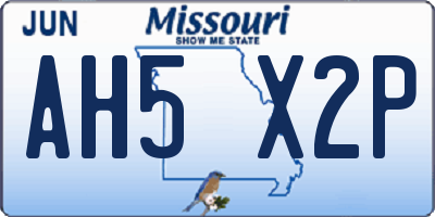 MO license plate AH5X2P