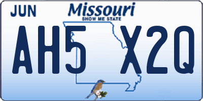 MO license plate AH5X2Q