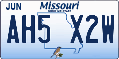 MO license plate AH5X2W
