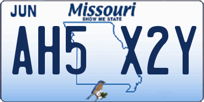 MO license plate AH5X2Y