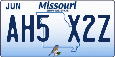 MO license plate AH5X2Z