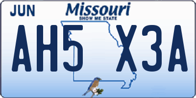MO license plate AH5X3A
