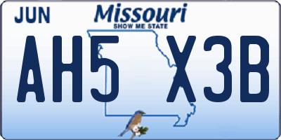 MO license plate AH5X3B