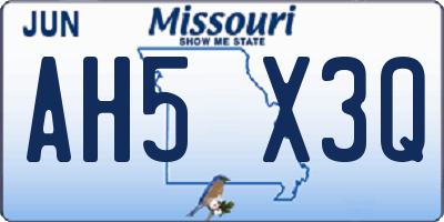 MO license plate AH5X3Q