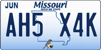 MO license plate AH5X4K