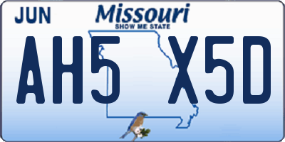 MO license plate AH5X5D