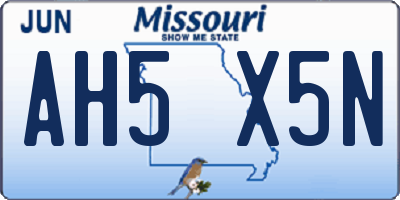 MO license plate AH5X5N