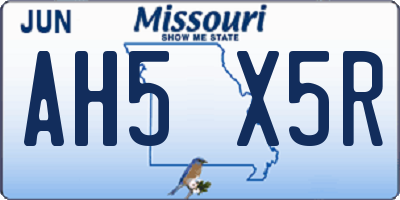 MO license plate AH5X5R
