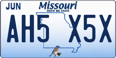 MO license plate AH5X5X