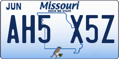 MO license plate AH5X5Z