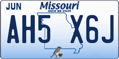 MO license plate AH5X6J