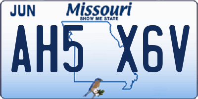 MO license plate AH5X6V