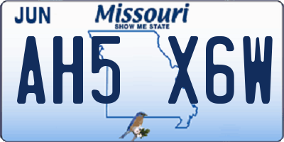 MO license plate AH5X6W