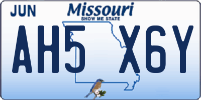 MO license plate AH5X6Y
