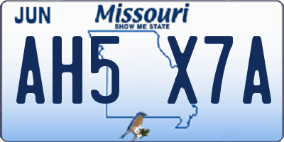 MO license plate AH5X7A