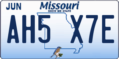 MO license plate AH5X7E
