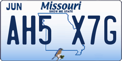 MO license plate AH5X7G