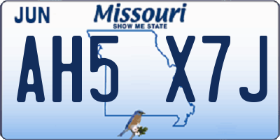 MO license plate AH5X7J