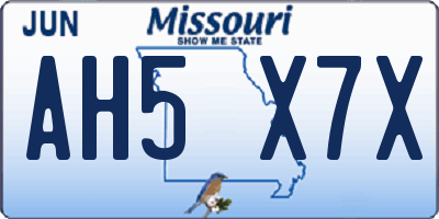 MO license plate AH5X7X