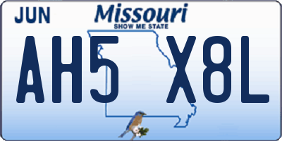 MO license plate AH5X8L