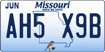 MO license plate AH5X9B