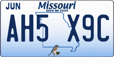 MO license plate AH5X9C