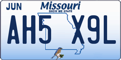 MO license plate AH5X9L