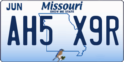 MO license plate AH5X9R