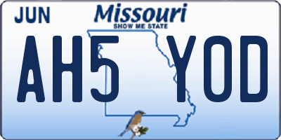 MO license plate AH5Y0D