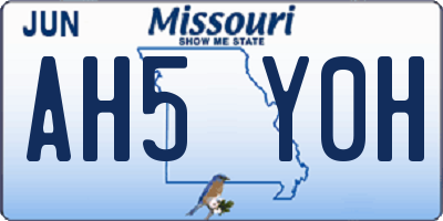 MO license plate AH5Y0H