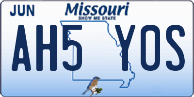 MO license plate AH5Y0S