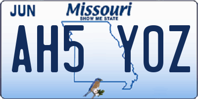 MO license plate AH5Y0Z
