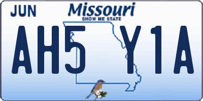 MO license plate AH5Y1A