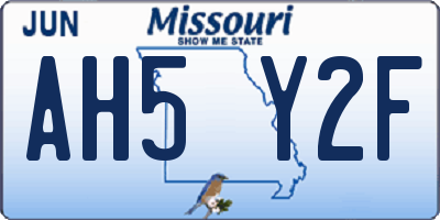 MO license plate AH5Y2F
