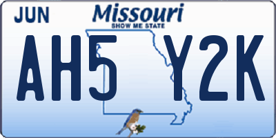 MO license plate AH5Y2K