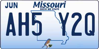 MO license plate AH5Y2Q