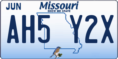 MO license plate AH5Y2X
