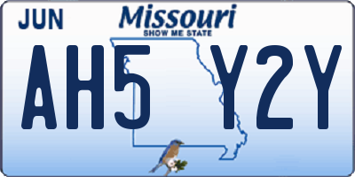 MO license plate AH5Y2Y