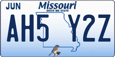 MO license plate AH5Y2Z
