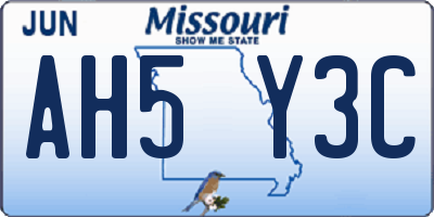 MO license plate AH5Y3C