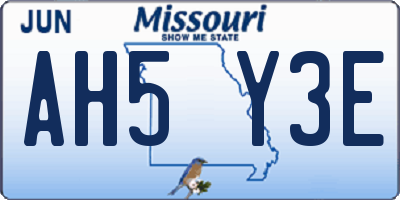 MO license plate AH5Y3E